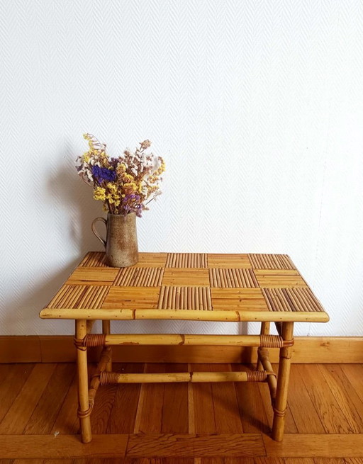 Vintage 1960s Audoux Minet style bamboo coffee table – salontafels
