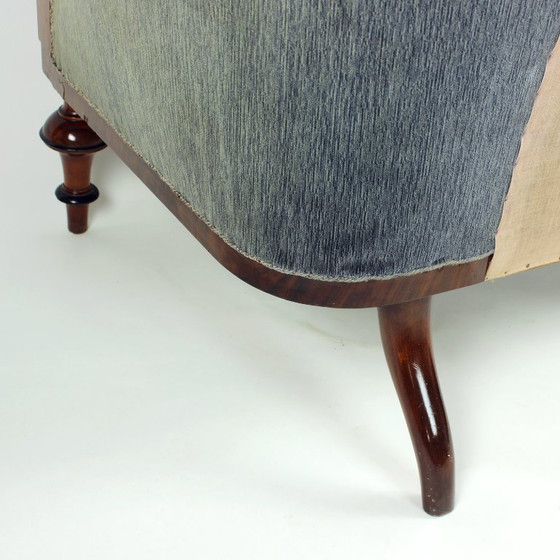 Image 1 of Divano Biedermeier unico in tessuto originale e impiallacciato in noce, Vienna, Austria 1825 circa