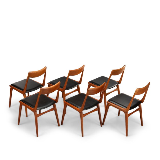 Image 1 of Design danois Chaises Boomerang Modèle 370 par Erik Christensen pour Slagelse Mobelvaerk, Lot de 6
