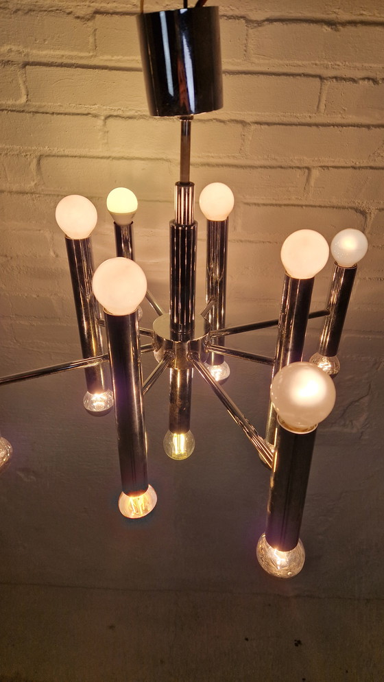 Image 1 of Verchromte Pendelleuchte von Gaetano Sciolari für Boulanger, 1960