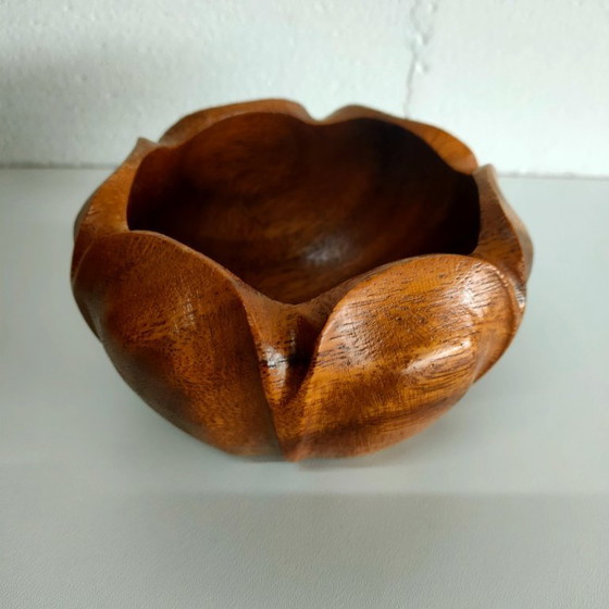 Image 1 of Vintage wooden 'Lotus Flower' appetizer server (appetizer dishes)