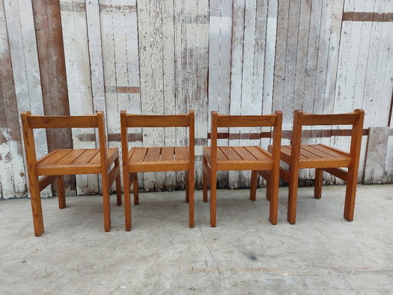 Image 1 of Minimalistische Holzstühle, 1970er Jahre, Satz von 4
