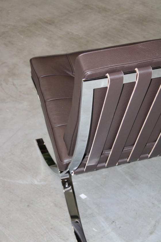 Image 1 of Poltrona Knoll Barcelona - Pelle Volo color cioccolato