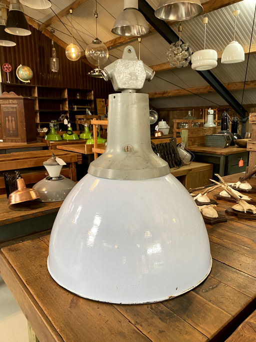 Vintage Fabrik Lampe Emaille Pendelleuchte Industrie