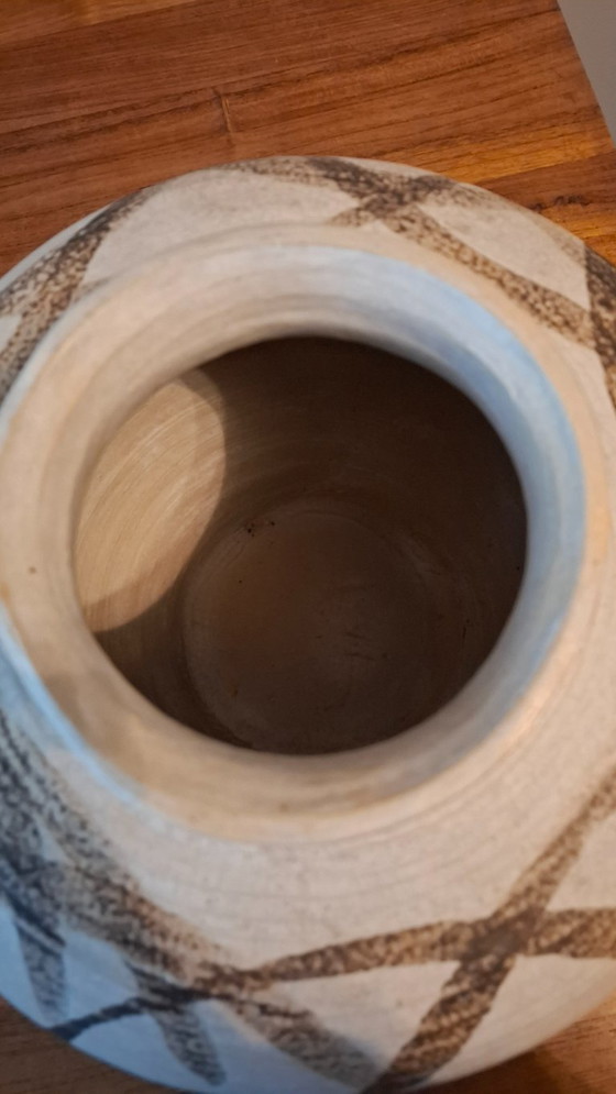 Grande vaso sferico fatto a mano di Buchtal, Vasi, Ceramica, Beige, Vintage (foto 3 di 5)