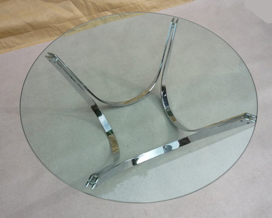 Salontafel van Knut Hesterberg, glas en staal. – Ronald Schmitt (photo 3 of 5)