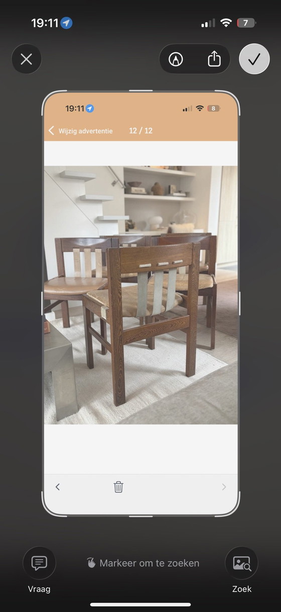 5x Vintage Harness Leather Chairs | Leather Seat | Wood, Dining chairs, Brown (photo 11 of 13)