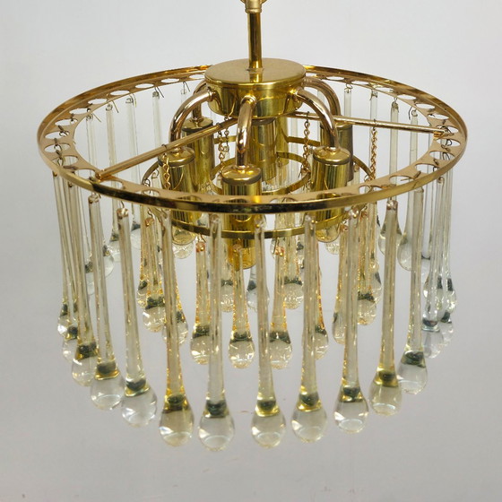 Image 1 of Vintage Palwa kroonluchter teardrop messing mid century