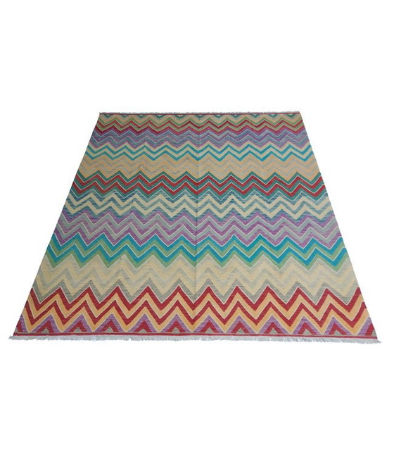 9'68x8'47 Hand Woven Afghan Wool Kilim Area Rug, Rugs & carpets, Beige (photo 2 of 9)