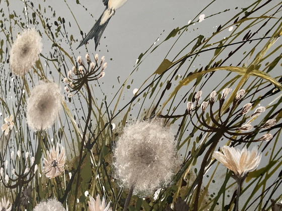 Image 1 of Hand-Painted Painting Dandelion Field By J&S