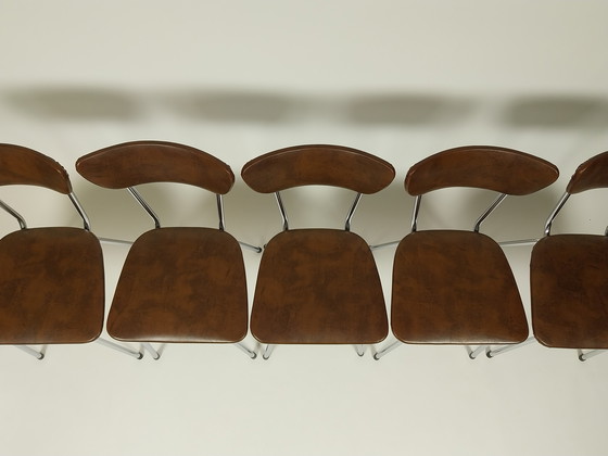 Image 1 of 6 sedie vintage in pelle Skai, anni '60 - '70