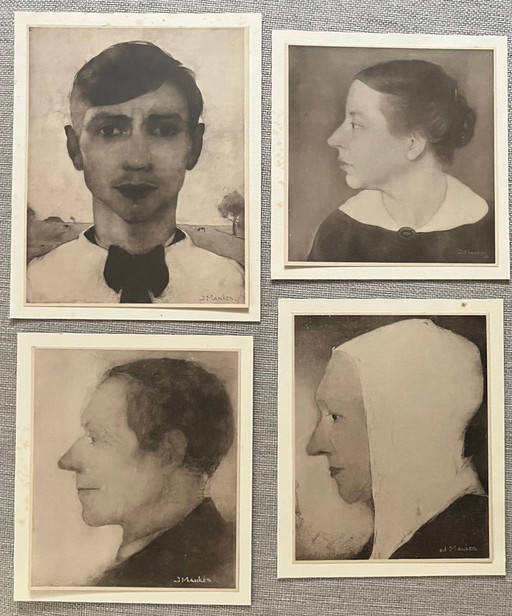 Jan Mankes 1889-1920 / 4 Original Heliogravüren Selbstporträts 1923