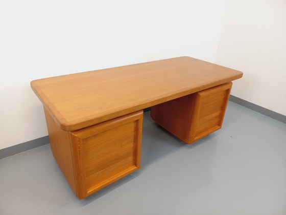 Image 1 of Large Double-Sided Vintage 70's Oak Executive Desk
