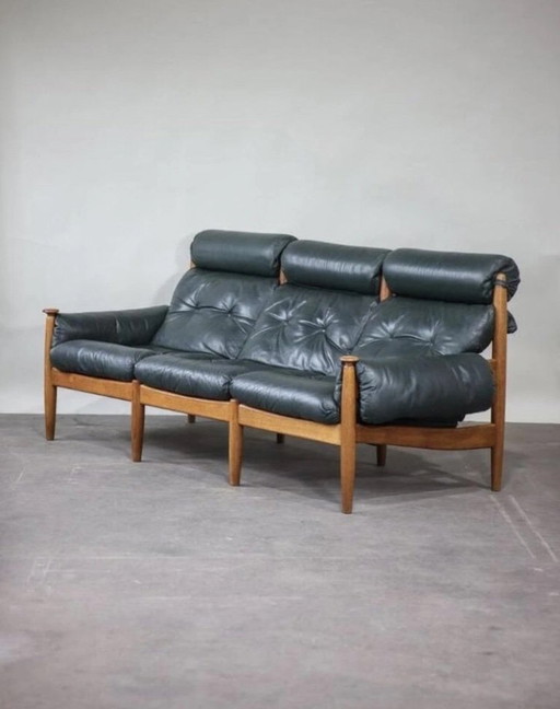 Vintage 1960s Eric Merthen Swedish design sofa in dark green
