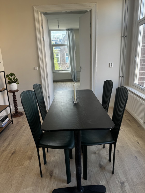 Image 1 of 4x Leren Eettafel Stoelen Van Italiaans Design