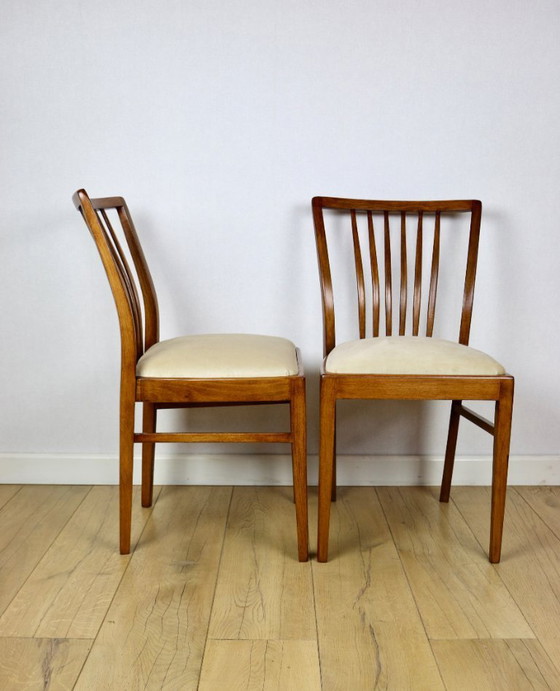 Image 1 of Vintage chairs beige velvet - set of 4