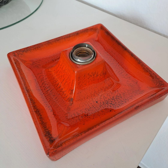 Hustadt Leuchten wall lamp, ceramic, red-orange, 1970s – Wall lights, Metal (photo 6 of 12)