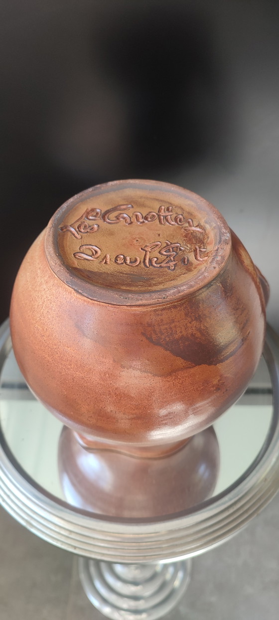 Image 1 of Vintage pitcher signed Les Grottes Dieulefit, 1950