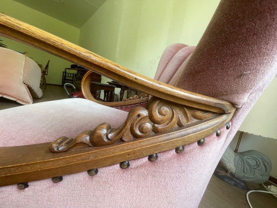 Image 1 of Set van 4 Art Deco fauteuils (ca. 1920-1950) | Opnieuw bekleed met roze fluweel