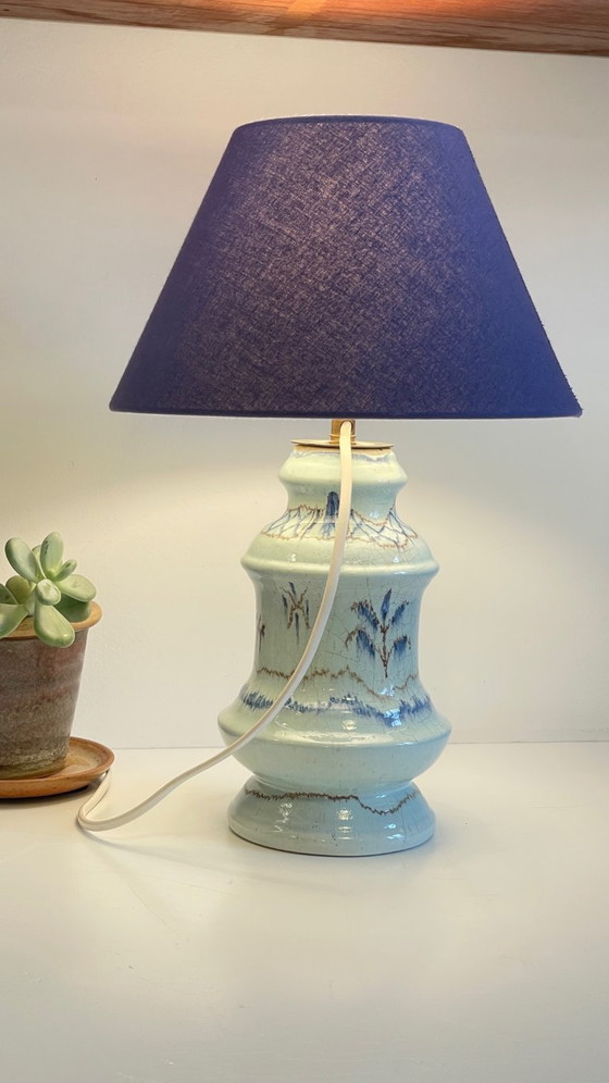 Image 1 of Lampada vintage in ceramica blu chic