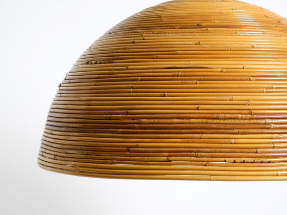 Image 1 of Preciosa lámpara colgante de techo italiana de bambú de los años 70 | Ø 72 cm | Vivai del Sud