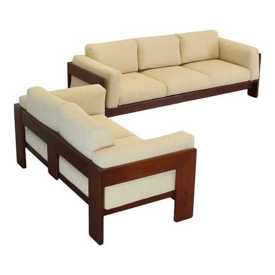 Image 1 of Canapé deux places « Bastiano » restauré en boucle blanc cassé et noyer par Afra et Tobia Scarpa pour Gavina, 1966