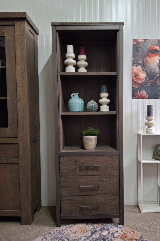 Image 1 of Aufbewahrungsschrank/Bücherregal aus Holz mit Metallrahmen, neu