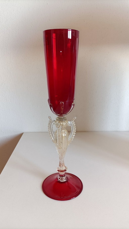 Kelch aus mundgeblasenem Muranoglas von Nason Moretti