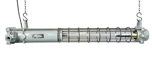 Lámpara colgante industrial gris de tubo de Elektrosvit, década de 1980