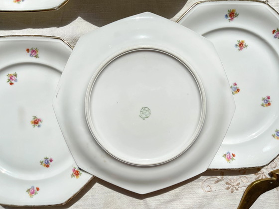 6 platos llanos de porcelana francesa floral LAMOTTE – Loza, Porcelain (photo 9 of 20)