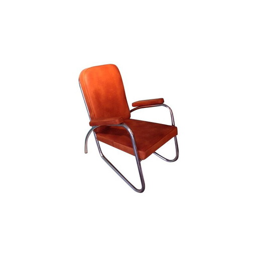 Moderner Vintage-Sessel aus Leder und Chrom, 1940
