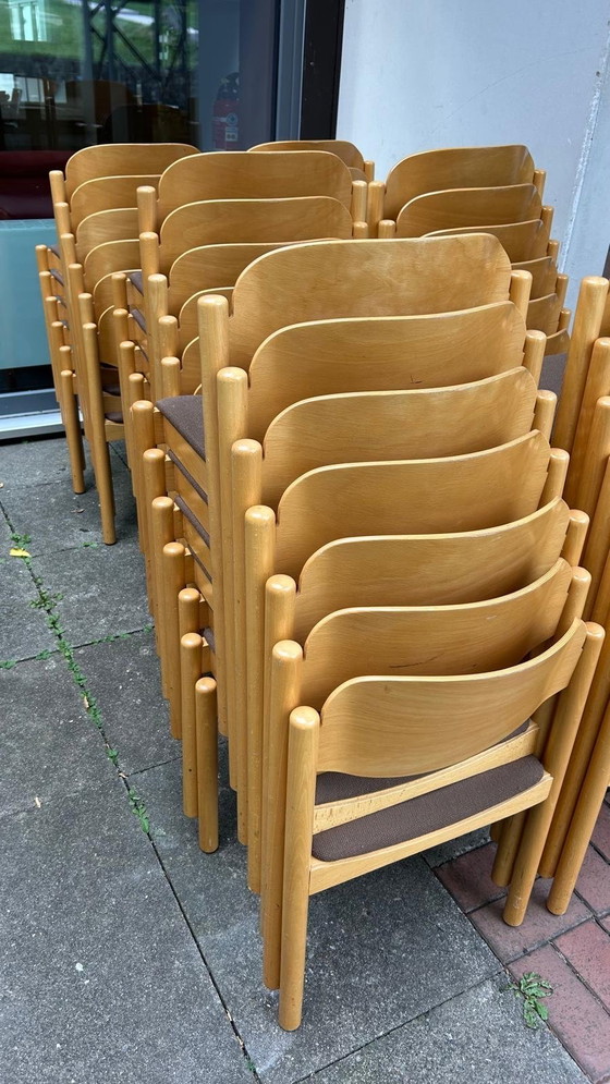 Image 1 of Lot of 53 vintage plywood stacking chairs '80s