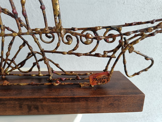 Image 1 of Signed Marcello Fantoni Brutalist Metal Steamboat Sculpture, Italy 1960s