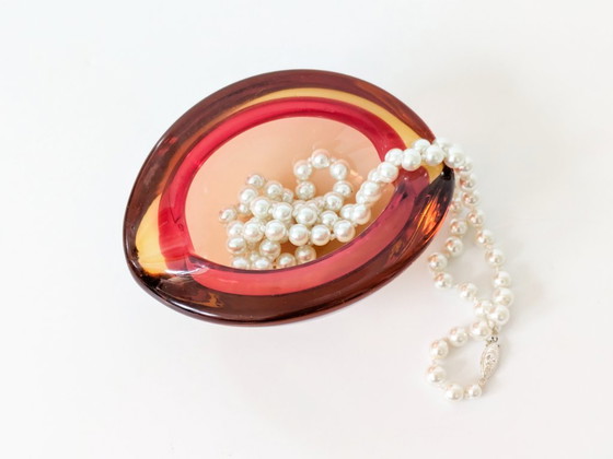 Murano-Sommerso-Aschenbecher aus der Mitte des Jahrhunderts, rosa-orange – Schalen, Glass (photo 6 of 19)