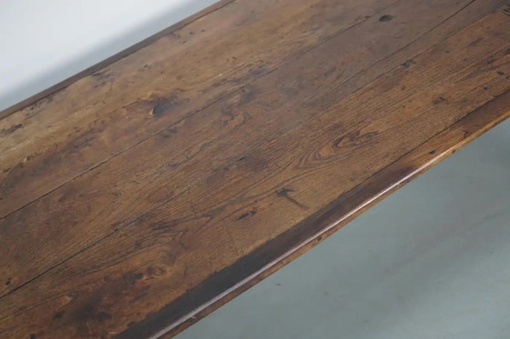 Image 1 of Mesa de comedor rústica francesa de madera de olmo, siglo XX