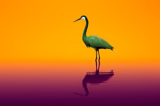 Héron coloré d'Eric Lespinasse encadré.