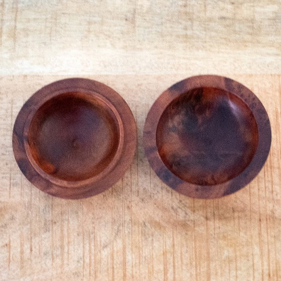 Image 1 of Kleine runde Holzbox, handgefertigt aus Thuja- oder Olivenholz