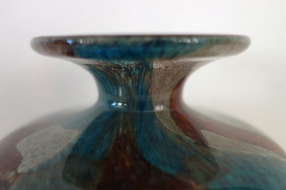 Image 1 of Runde Glasvase, signiert Mdina, Malta, 1970er Jahre