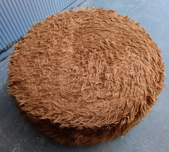 Image 1 of Vintage patchwork pouf in genuine animal skin