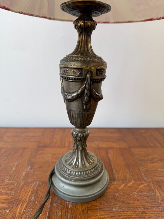 Image 1 of Empire style lamp with toile de jouy lampshade