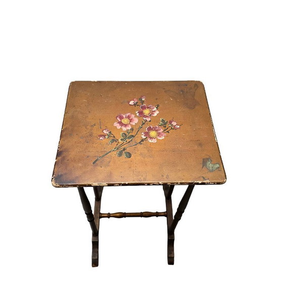 Image 1 of French Art Nouveau Japanese style flower table, early 1900s