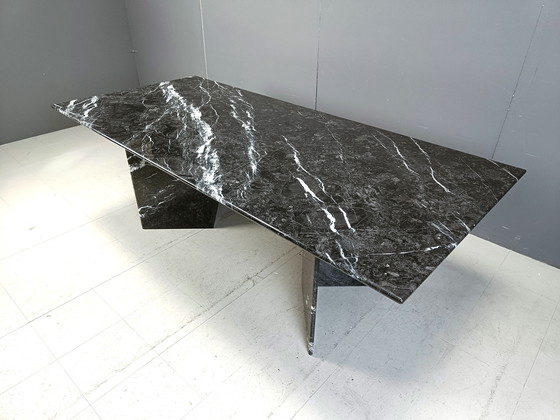 Image 1 of Vintage Black Marble Dining Table, 1970S 