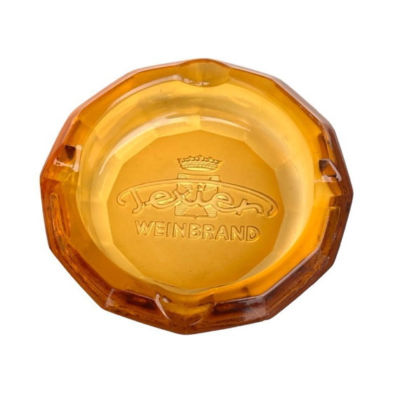 Image 1 of Texier Weinbrand reclame-asbak van glas, Duitsland, jaren 70.
