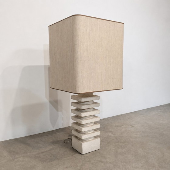 Image 1 of Large Brutalist Limestone Table Lamp, France, Circa 1970