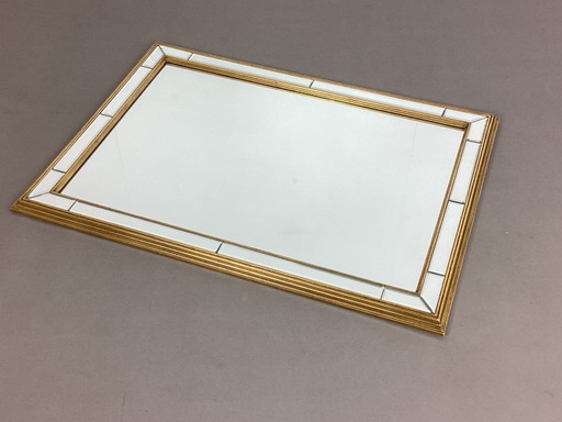 Specchio sfaccettato Deknudt in stile Hollywood Regency con cornice