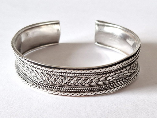Silver bracelet - Silver clamp bracelet - 80s - 925
