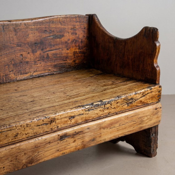 Image 1 of Antiguo banco "Escó catalan" de madera de pino