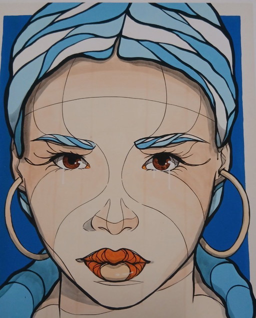 El Bocho - Hallo in blauw - Mini - Giclée - met de hand gesigneerd