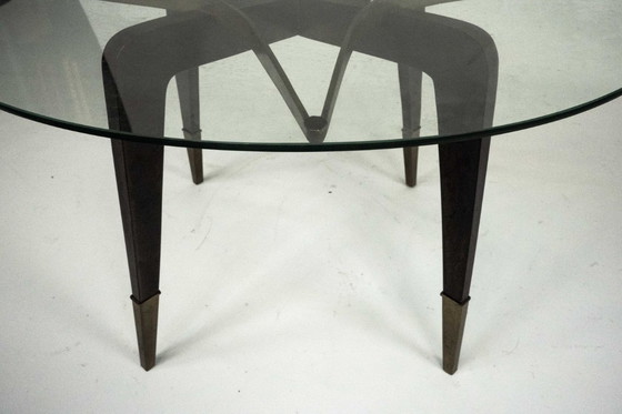 Image 1 of Rare table basse ronde du milieu du siècle, signée Paolo Buffa, Italie, années 1950.