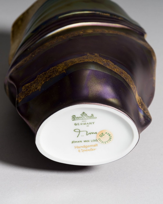 Image 1 of Porcelain Vase Duo by Johan van Loon × Helmut Drexler for Rosenthal Studio Linie Hand-painted Eosin-glazed 